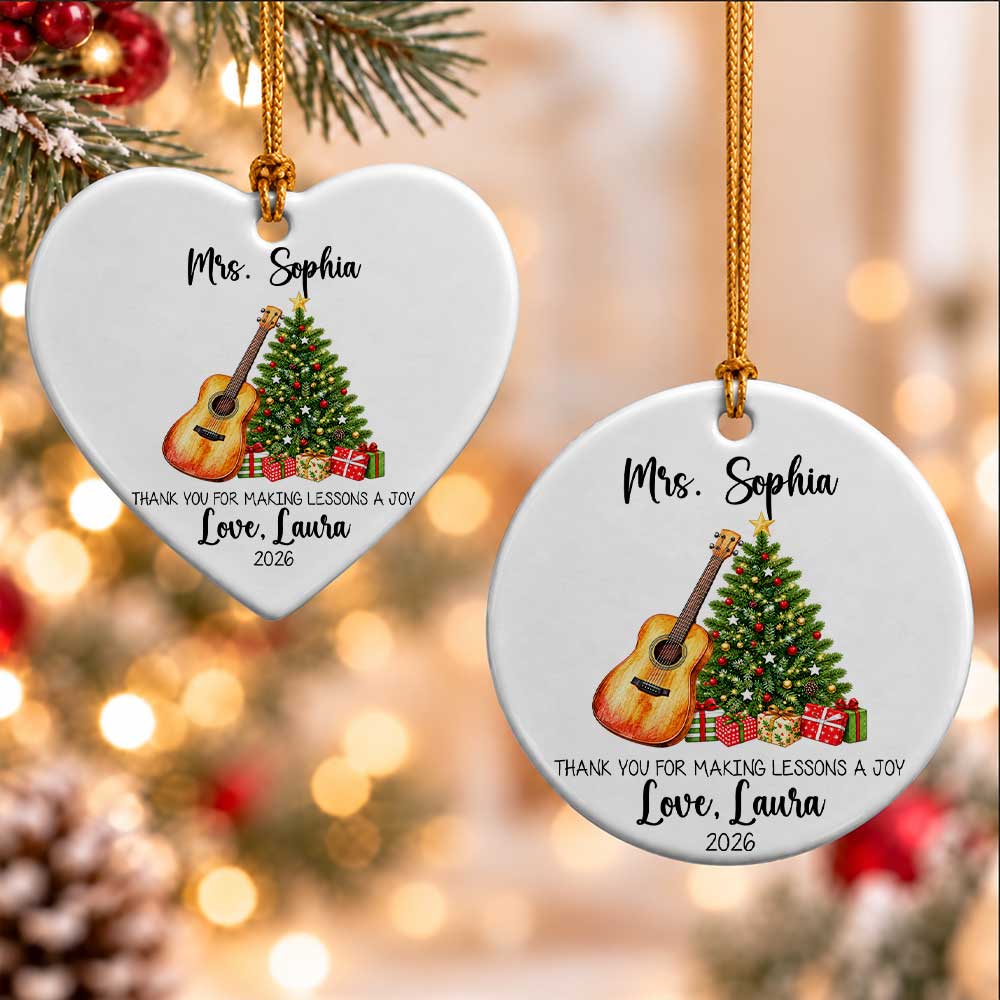 Personalized Music Teacher Christmas Ornament - Custom Guitar Teacher Thank You Gift - Christmas Gift 2026