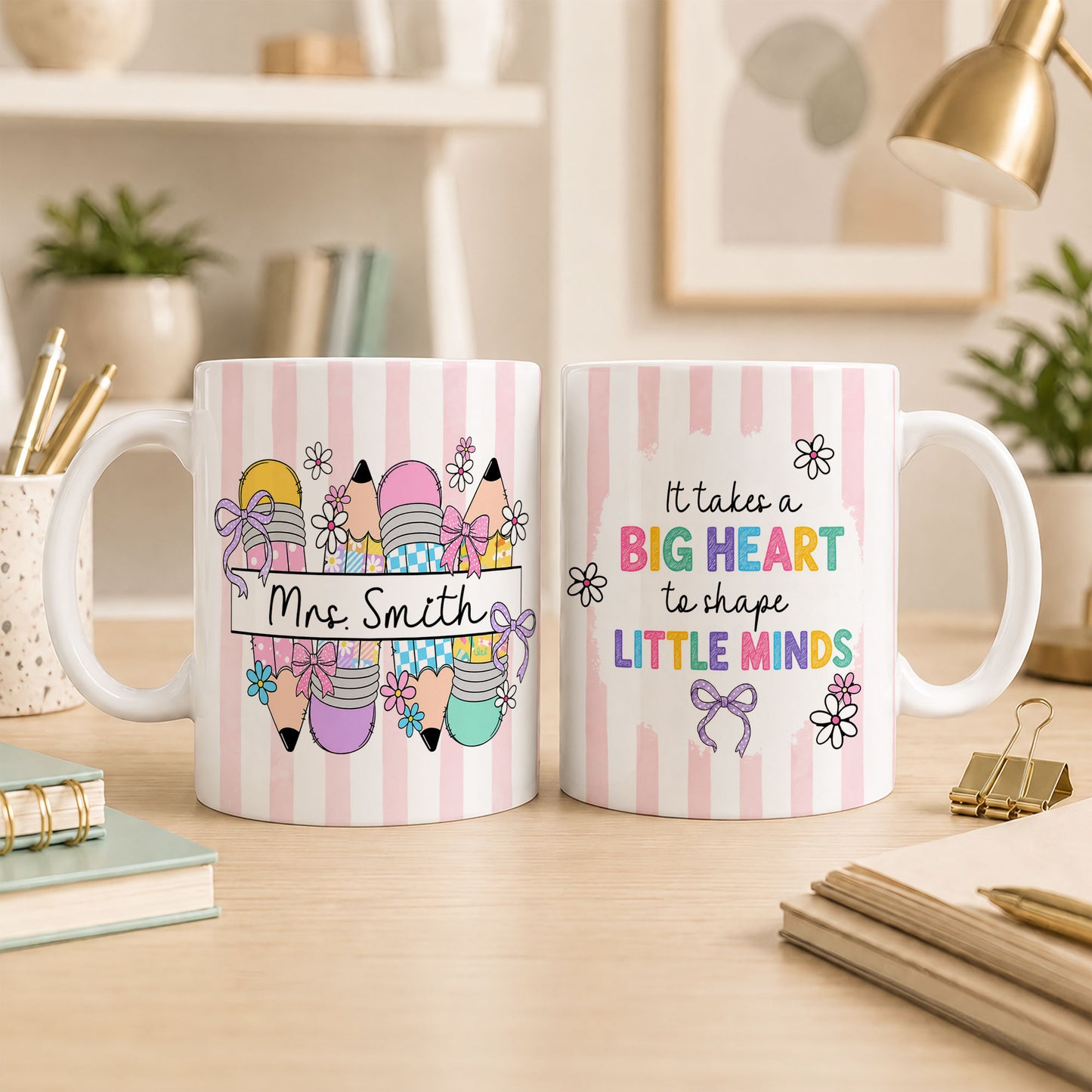Back to School Personalized Teacher Mug, Custom Name Coffee Mug, Teacher Appreciation Gift for Preschool, Kindergarten & Elementary Teachers