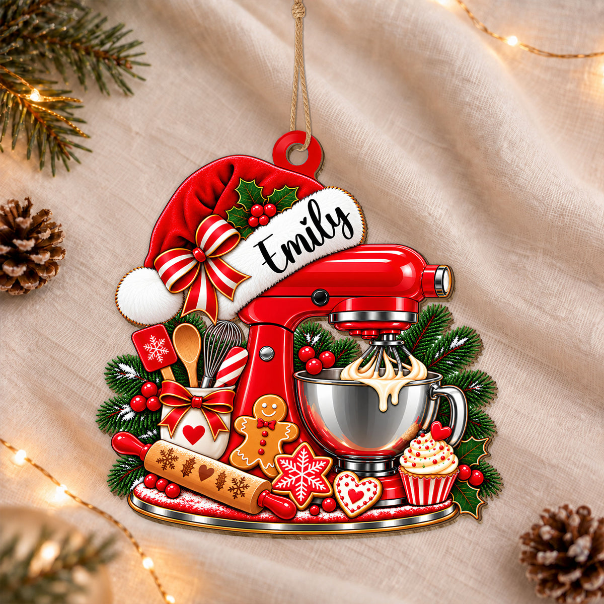 Personalized Custom Shape Wood Ornament - Baking Mixer Christmas Ornament - Gift for Baking Lovers