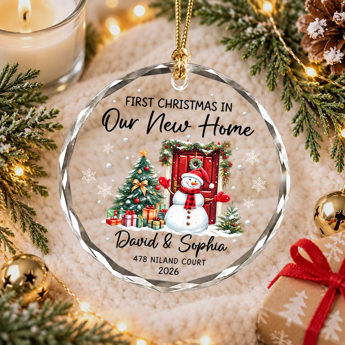Personalized New Home Christmas Ornament, Custom Name Address Keepsake, Christmas Gift