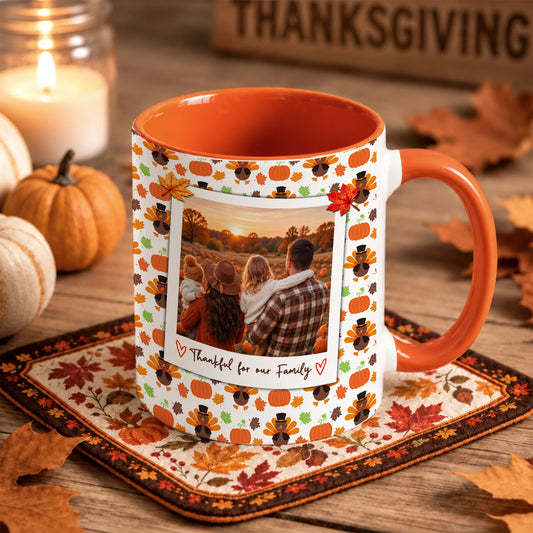Personalized Thanksgiving Mug - Custom Photo & Message Accent Mug - Family Thanksgiving Gift