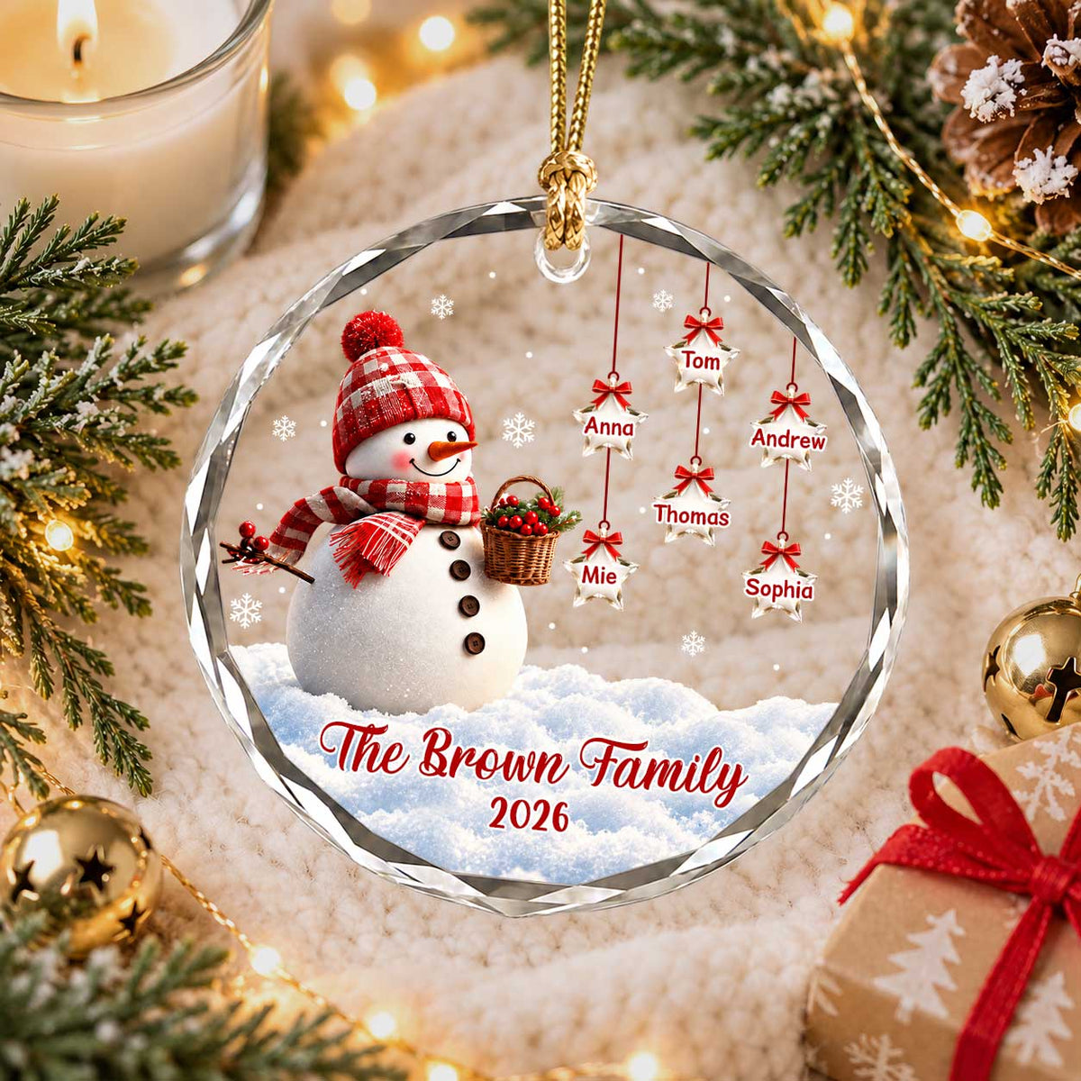 Personalized Gift Family Christmas Ornament 2026, Custom Name Glass Ornament Christmas Tree, Gift For Family