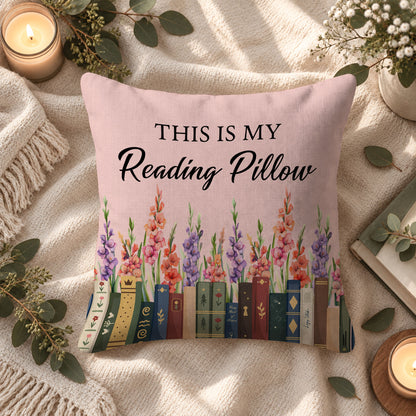Personalized Birth Month Flower Pillow - This Is My Reading Pillow - Gift for Book Lovers
