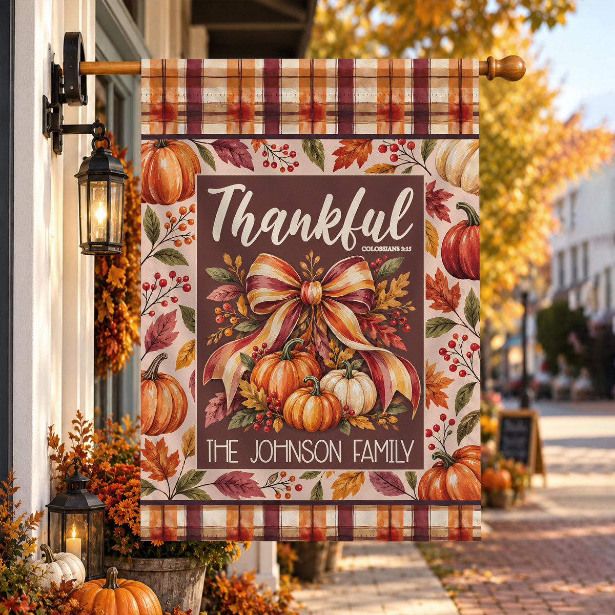 Personalized Thanksgiving Garden Flag - Custom Family Name Christian Flag - Thanksgiving Decor Gift