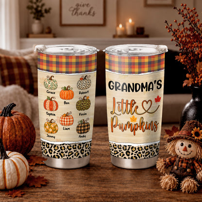 Personalized Thanksgiving Tumbler - Grandma's Little Pumpkins - Fall Gift for Grandma, Mom