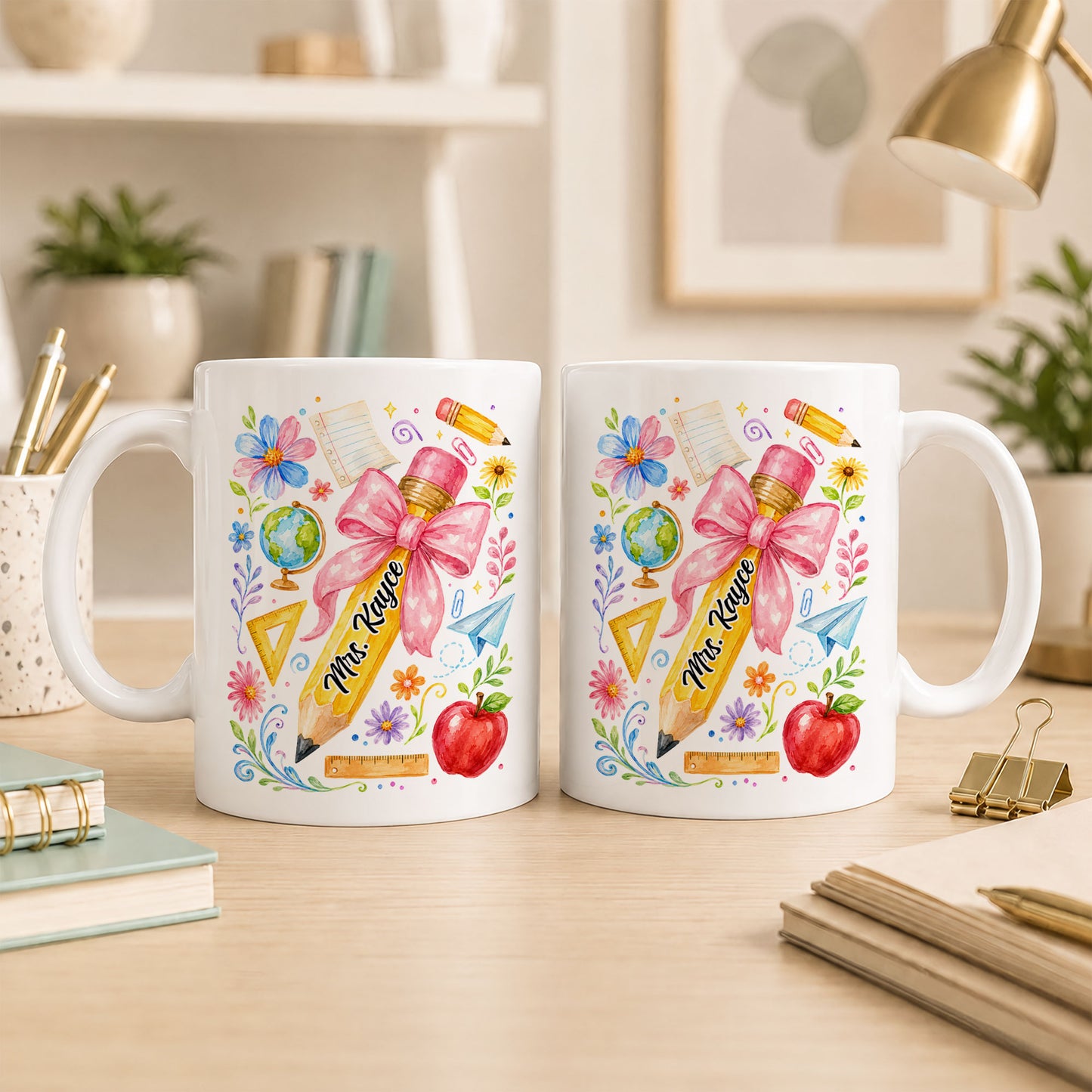 Boho Floral Teacher Mug - Custom Name Teacher Mug - Back To School Gift
