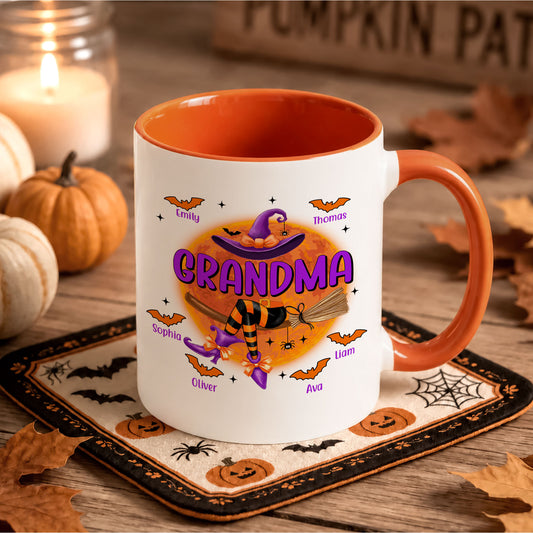Personalized Halloween Accent Mug - Grandma Witch Hat Mug - Halloween Gift for Grandma, Mom