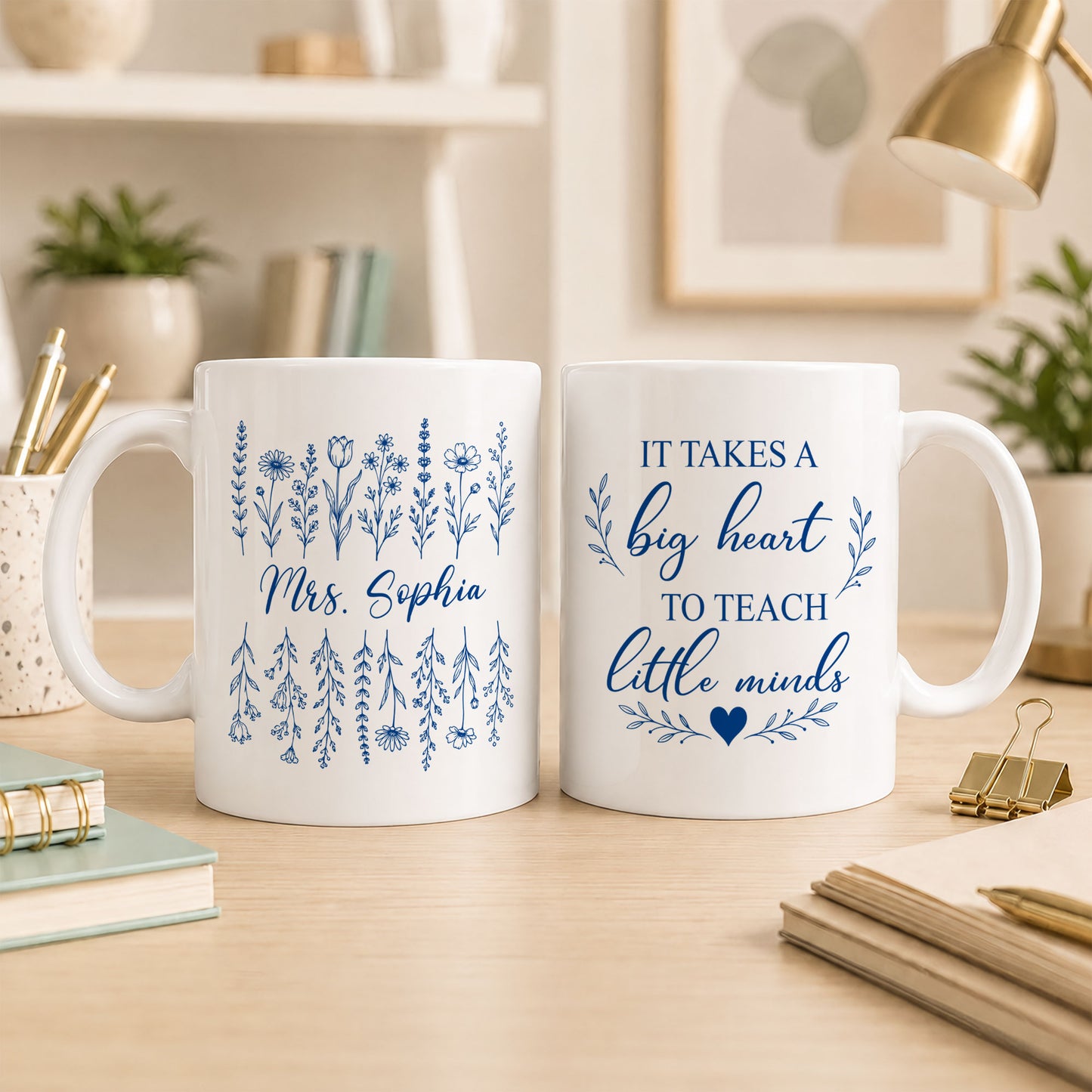 Back To School - Personalized Teacher Mug - Never Underestimate The Difference You Make - Floral Wildflower Coffee Mug, Thank You Teacher Appreciation Gift