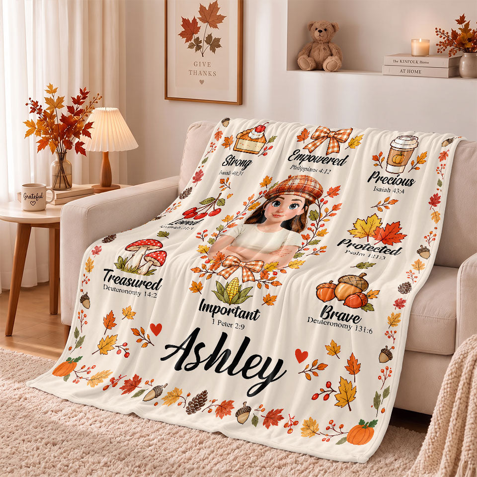 Personalized Thanksgiving Blanket - God Says I Am - Fall Gift for Women, Self Gift