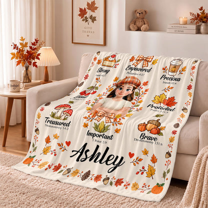 Personalized Thanksgiving Blanket - God Says I Am - Fall Gift for Women, Self Gift