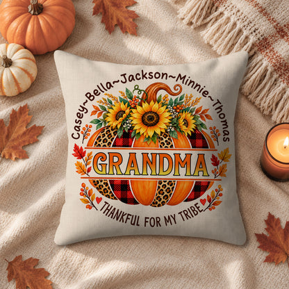 Personalized Thanksgiving Pillow - Thankful for My Tribe - Fall Gift for Grandma, Mom