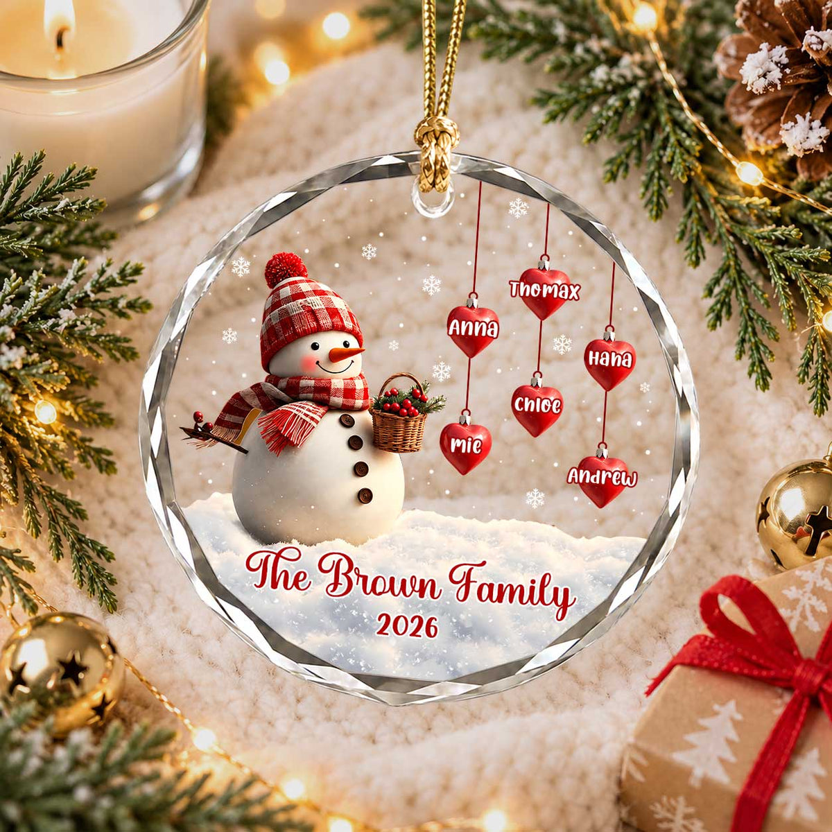 Personalized Gift Family Christmas Ornament 2026, Custom Name Glass Ornament Christmas Tree, Gift For Family