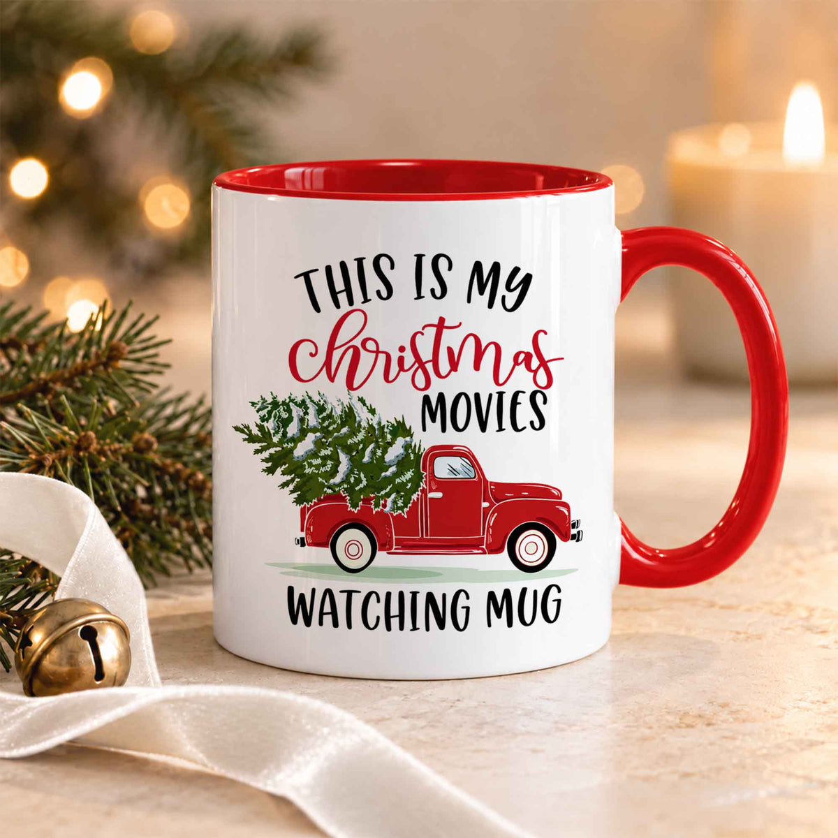 Christmas Movie Mug, Red Truck Christmas Tree Coffee Mug, Holiday Gift for Family