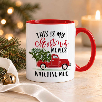 Christmas Movie Mug, Red Truck Christmas Tree Coffee Mug, Holiday Gift for Family