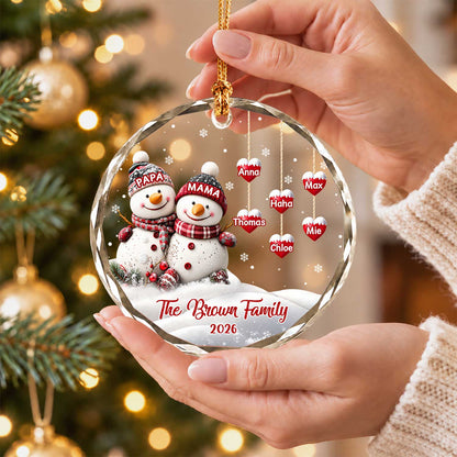 Personalized Gift Family Christmas Ornament 2026, Custom Name Glass Ornament Christmas Tree, Gift For Family