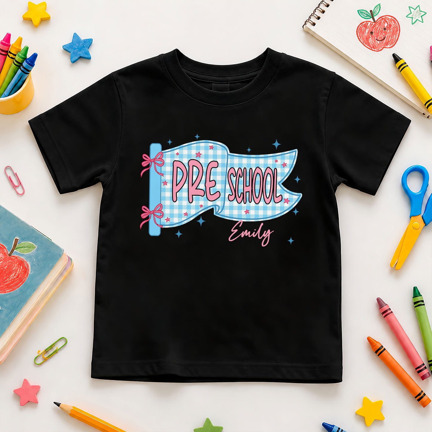 Personalized Pastel Pennant Shirt - Custom Grade & Name Kids T-Shirt - Back to School Tee for Girls
