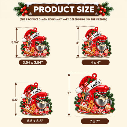 Personalized Custom Shape Wood Ornament - Baking Mixer Christmas Ornament - Gift for Baking Lovers