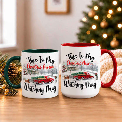 Christmas Movie Mug, Red Truck Christmas Tree Coffee Mug, Holiday Gift for Family
