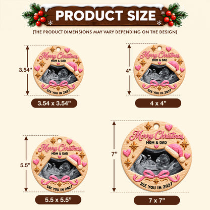 Personalized Custom Shape Wood Ornament - Custom Photo New Baby See You Soon - Baby Reveal Gift 2026