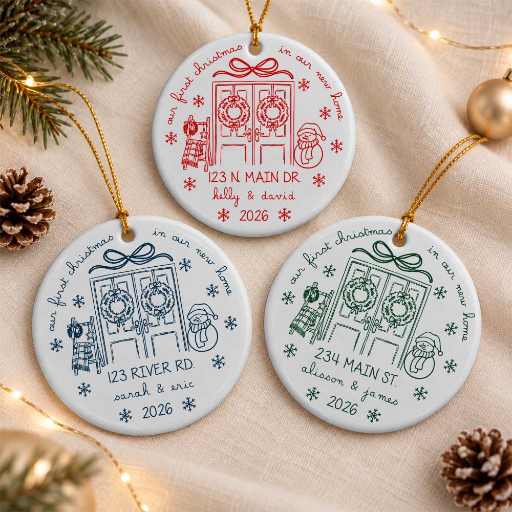 Personalized Ceramic Ornament - Custom Photo First Christmas in Our New Home - Christmas Keepsake 2026