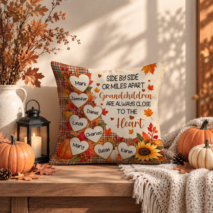 Personalized Thanksgiving Pillow – Grandchildren Are Always Close to the Heart - Thanksgiving Gift for Grandparents