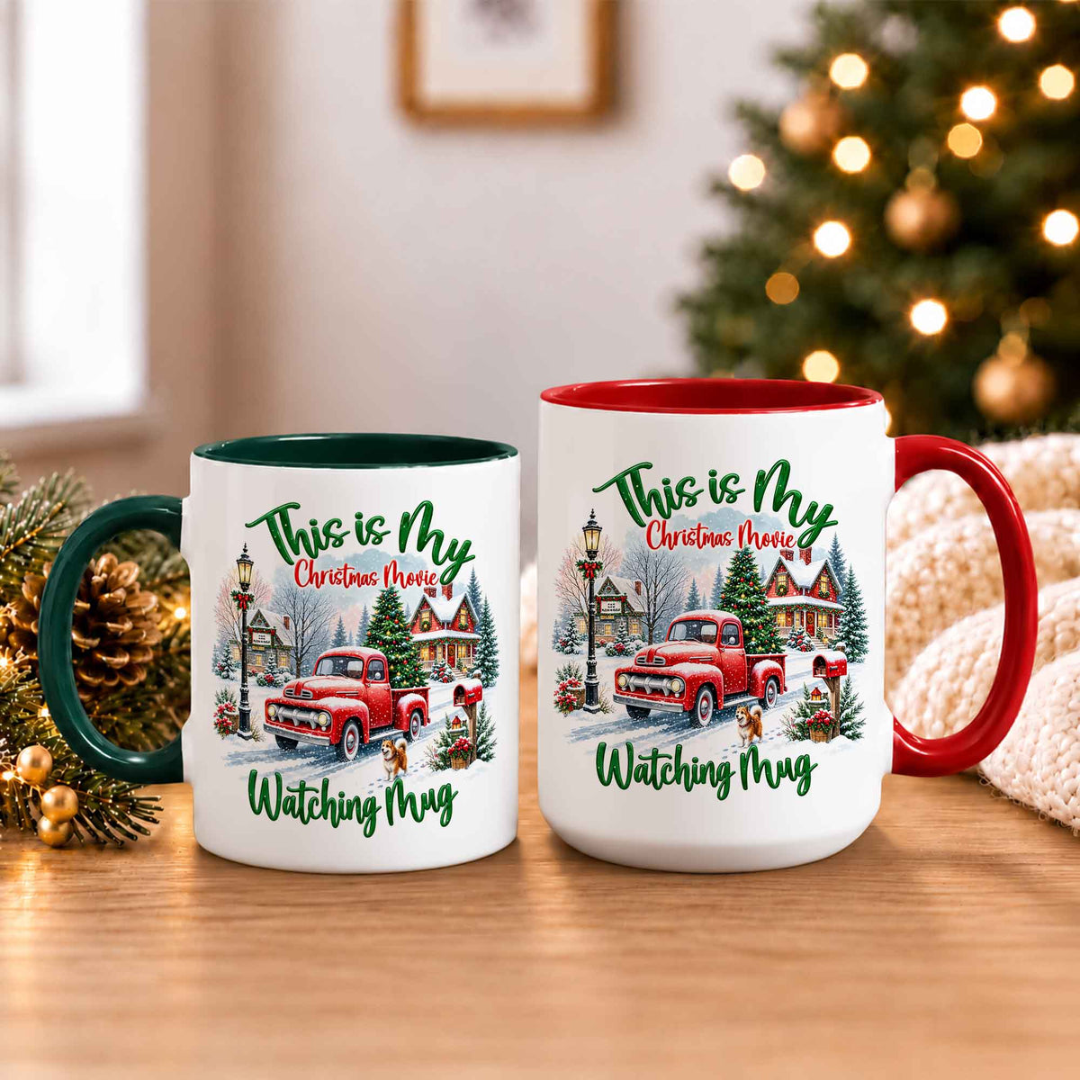 Christmas Movie Mug, Red Truck Christmas Tree Coffee Mug, Holiday Gift for Family