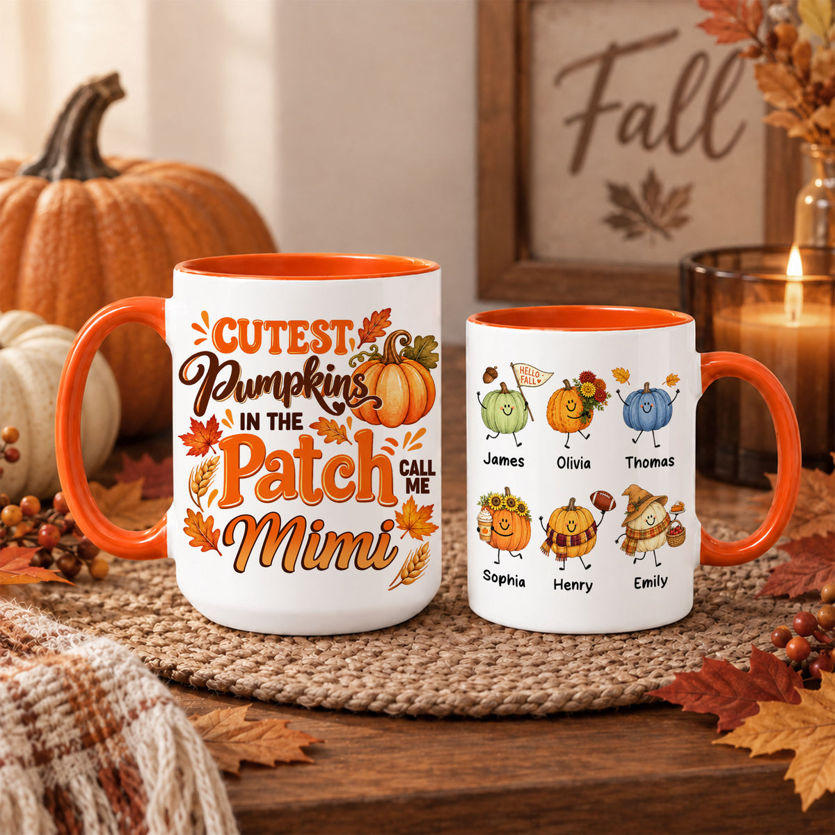 Personalized Thanksgiving Mug - The Cutest Pumpkins Call Me Mimi - Thanksgiving Gift for Mom, Grandma
