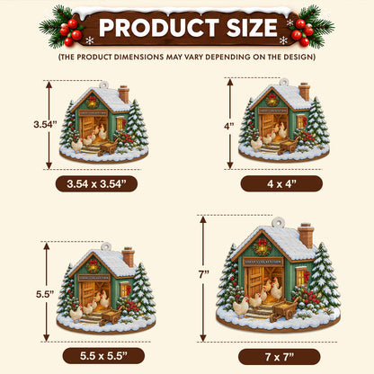 Personalized Custom Shape Wood Ornament - Custom Kid Name Chicken Farm Ornament - Farmhouse Holiday Keepsake