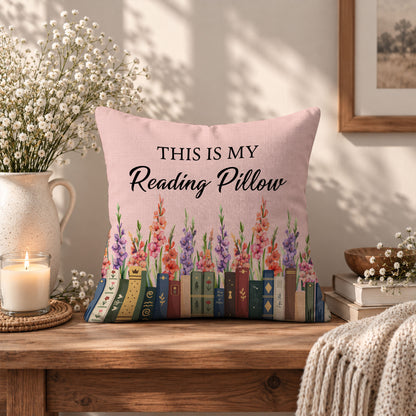 Personalized Birth Month Flower Pillow - This Is My Reading Pillow - Gift for Book Lovers
