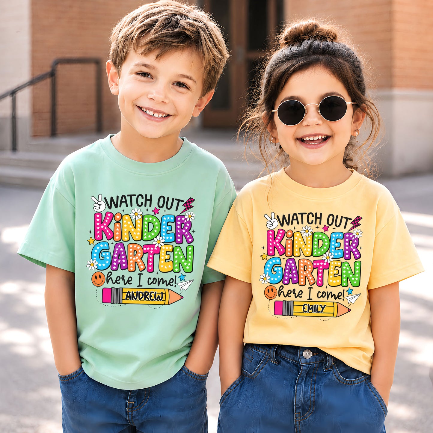 Watch Out School Here I Come Shirt - Custom Grade & Name Kids T-Shirt - First Day of School Back to School Outfit
