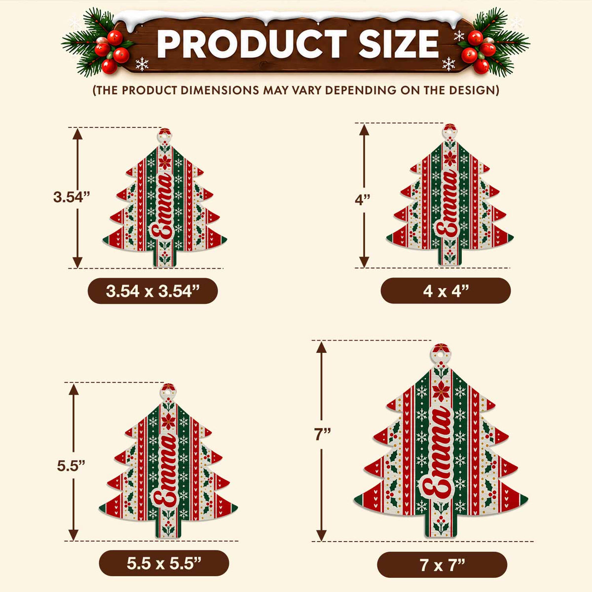 Personalized Custom Shape Wood Ornament - Custom Name Christmas Tree Ornament - Christmas Family Gifts