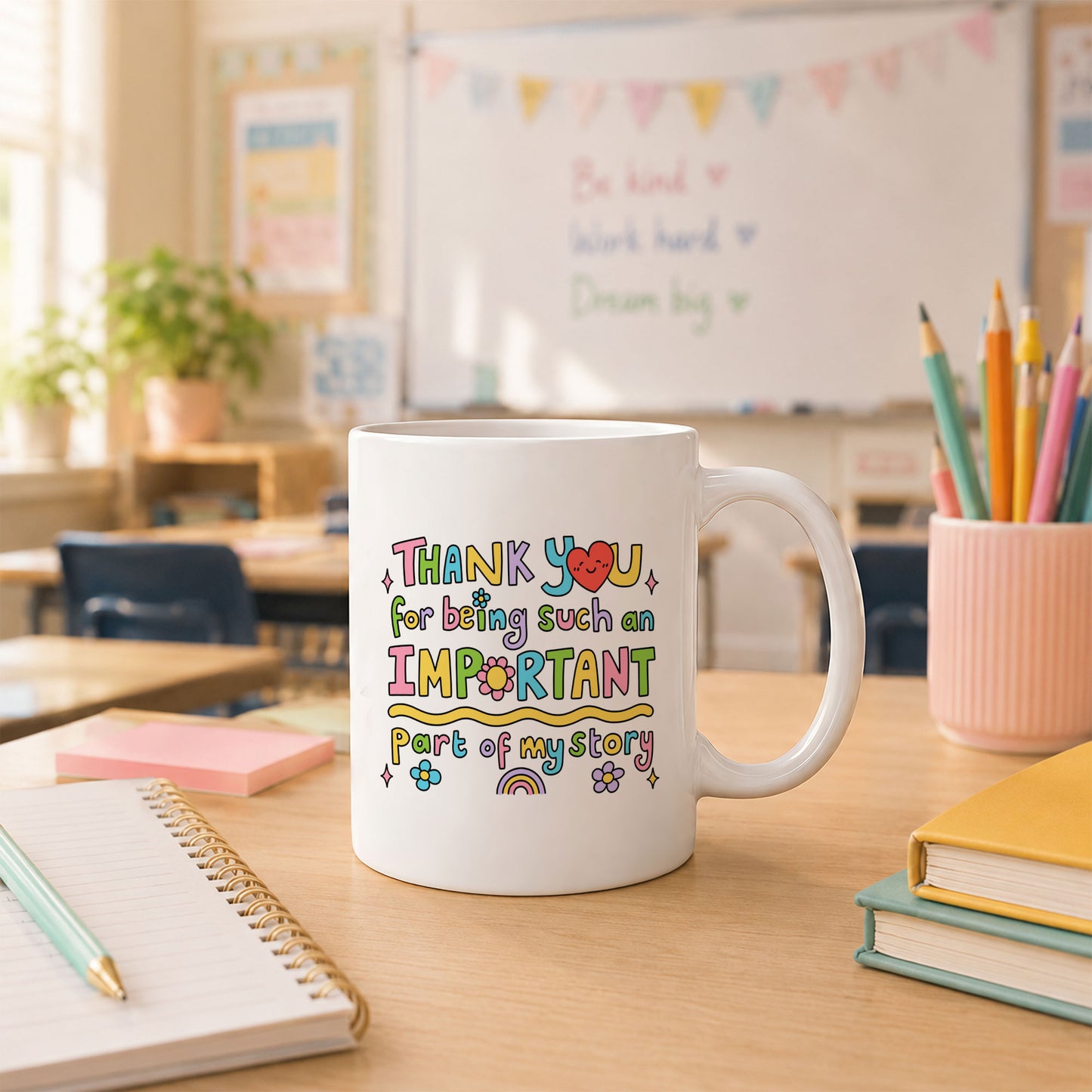 Crayon Teacher Mug - Thank You For Being An Important Part - Custom Appreciate Gift For Teachers