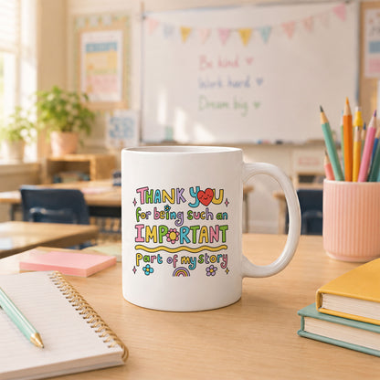 Crayon Teacher Mug - Thank You For Being An Important Part - Custom Appreciate Gift For Teachers
