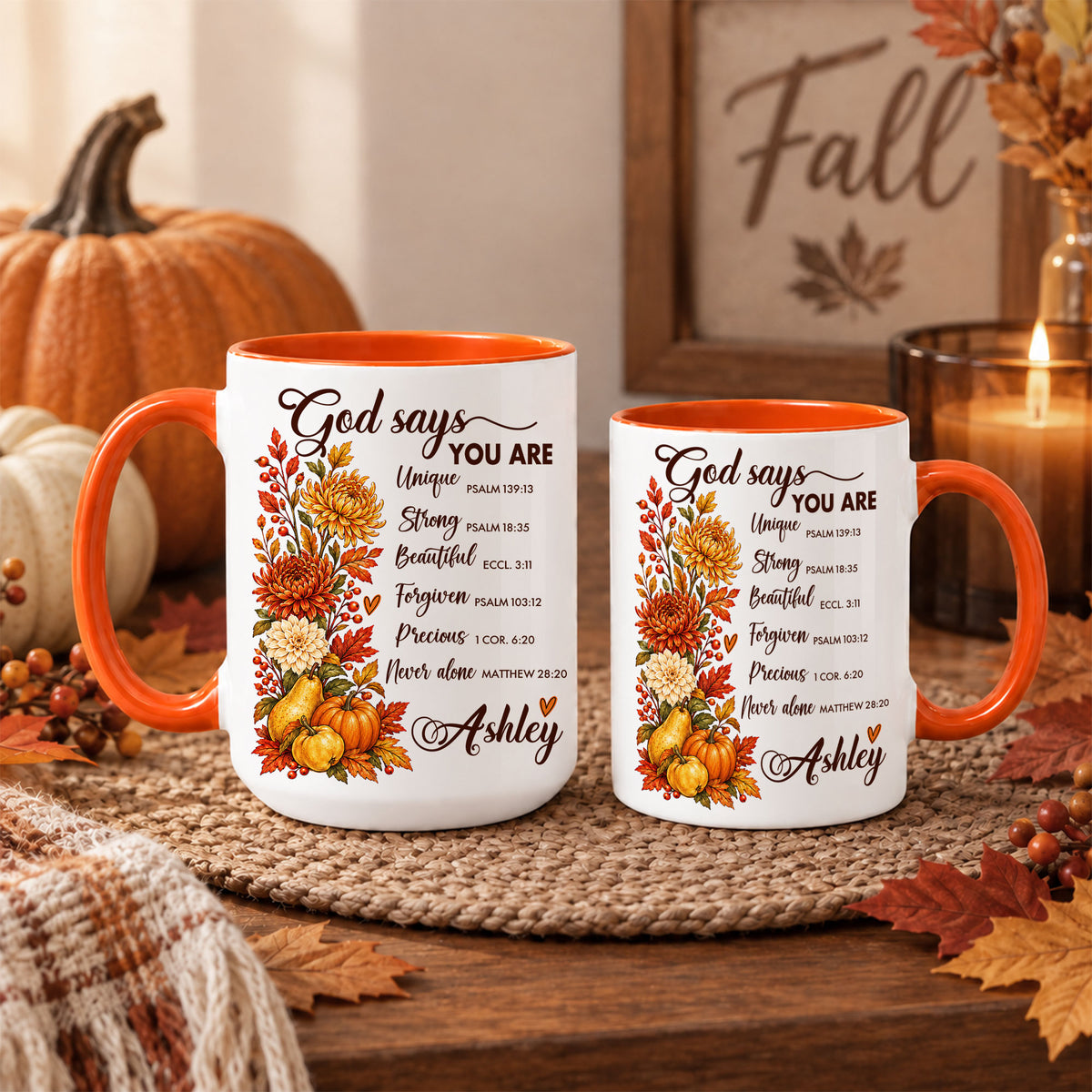 Personalized Thanksgiving Mug - God Says You Are Christian Coffee Cup - Fall Faith Gift for Friends, Self Gift