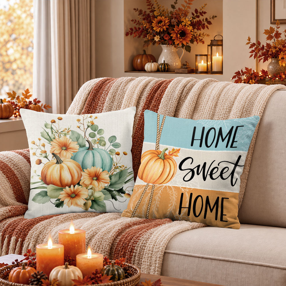 Thanksgiving Fall Decorative Pillow Set of 2 or 4, Harvest Throw Pillows for Home Decor, Gifts for Family