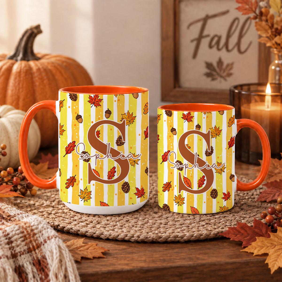 Personalized Thanksgiving Mug - Custom Name Fall Pumpkin Mug - Thanksgiving Gift for Friends, Self Gift