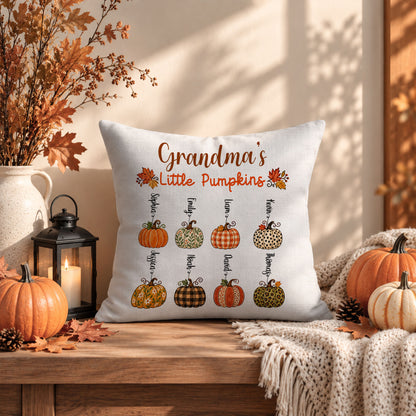 Personalized Thanksgiving Pillow - Grandma's Little Pumpkins Pillow - Custom Gift for Grandma, Mom