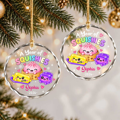 Personalized Squishies Christmas Ornament, Custom Name Year Keepsake, Christmas Gift for Kids