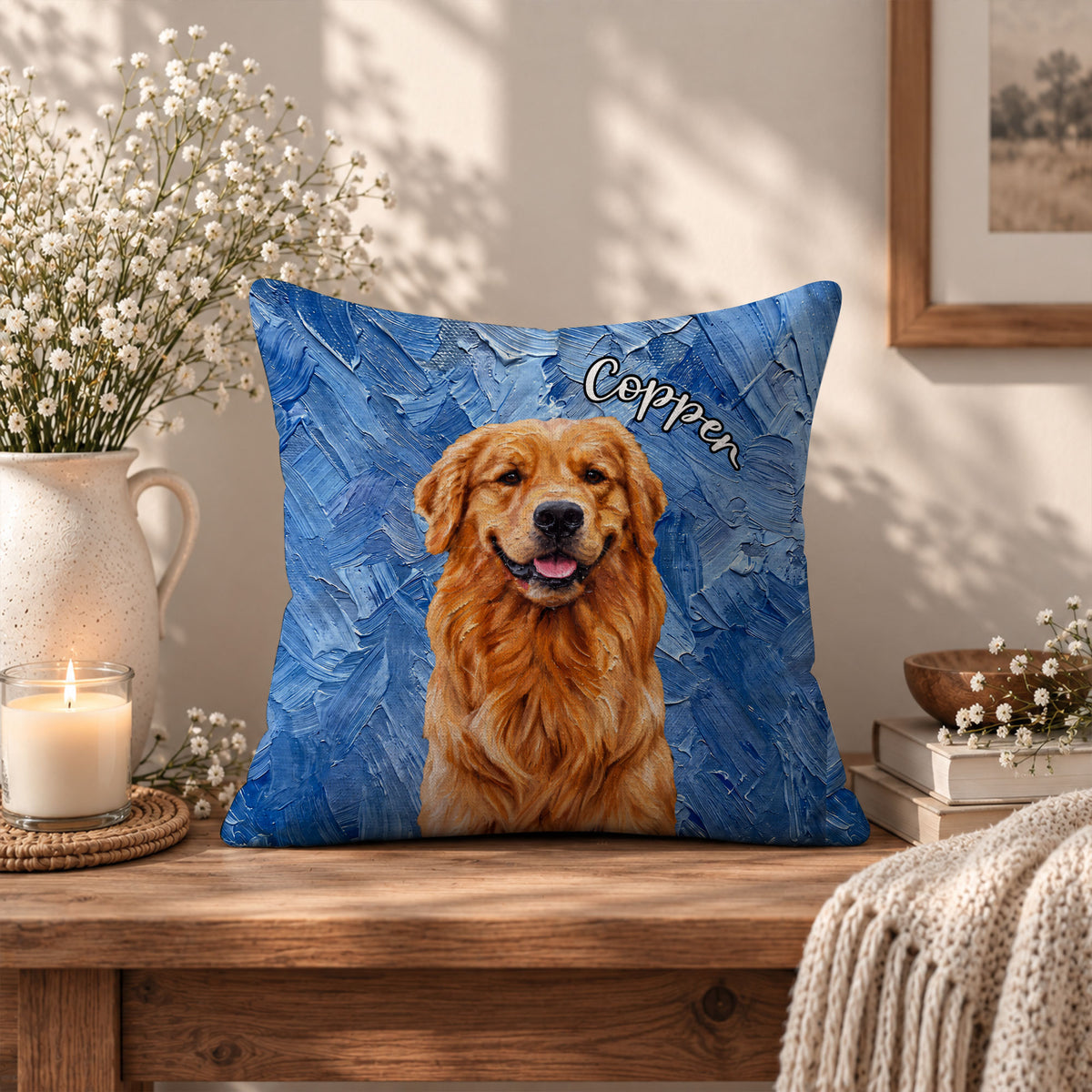 Personalized Pet Pillow - Custom Pet Portrait Oil Painting Pillow - Pet Lover Gift