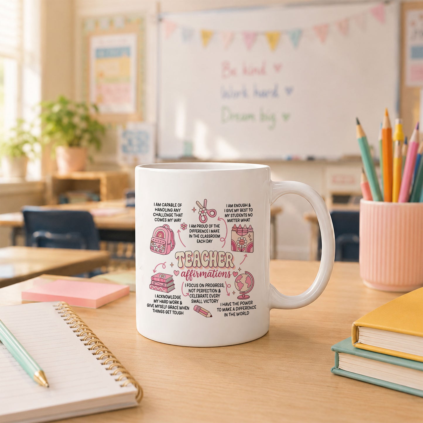 Teacher Affirmations Mug - Personalized Teacher Coffee Mug - Motivation Gift for Teachers