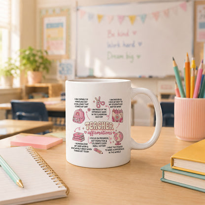 Teacher Affirmations Mug - Personalized Teacher Coffee Mug - Motivation Gift for Teachers
