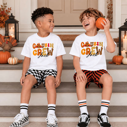 Personalized Thanksgiving Cousin Crew Shirt - Custom Name Turkey Shirt - Matching Family Fall Outfit