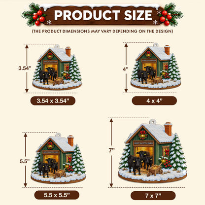 Personalized Custom Shape Wood Ornament - Custom Kid Name Cattle Farm Ornament - Farmhouse Holiday Keepsake