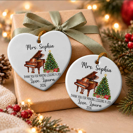 Personalized Music Teacher Christmas Ornament - Custom Piano Teacher Thank You Gift - Christmas Gift 2026