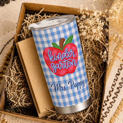 Gingham Teacher Tumbler - Personalized Teacher To Go Cup - Back To School Teacher Gift