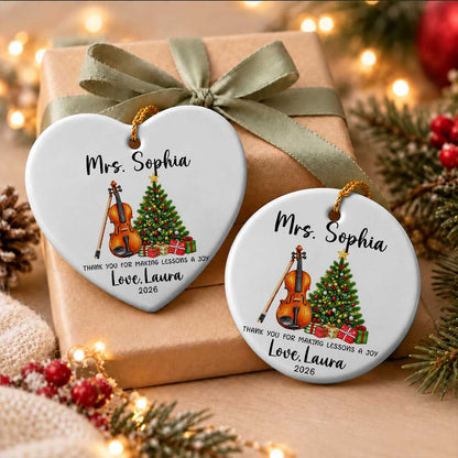Personalized Music Teacher Christmas Ornament - Custom Violin Teacher Thank You Gift - Christmas Gift 2026