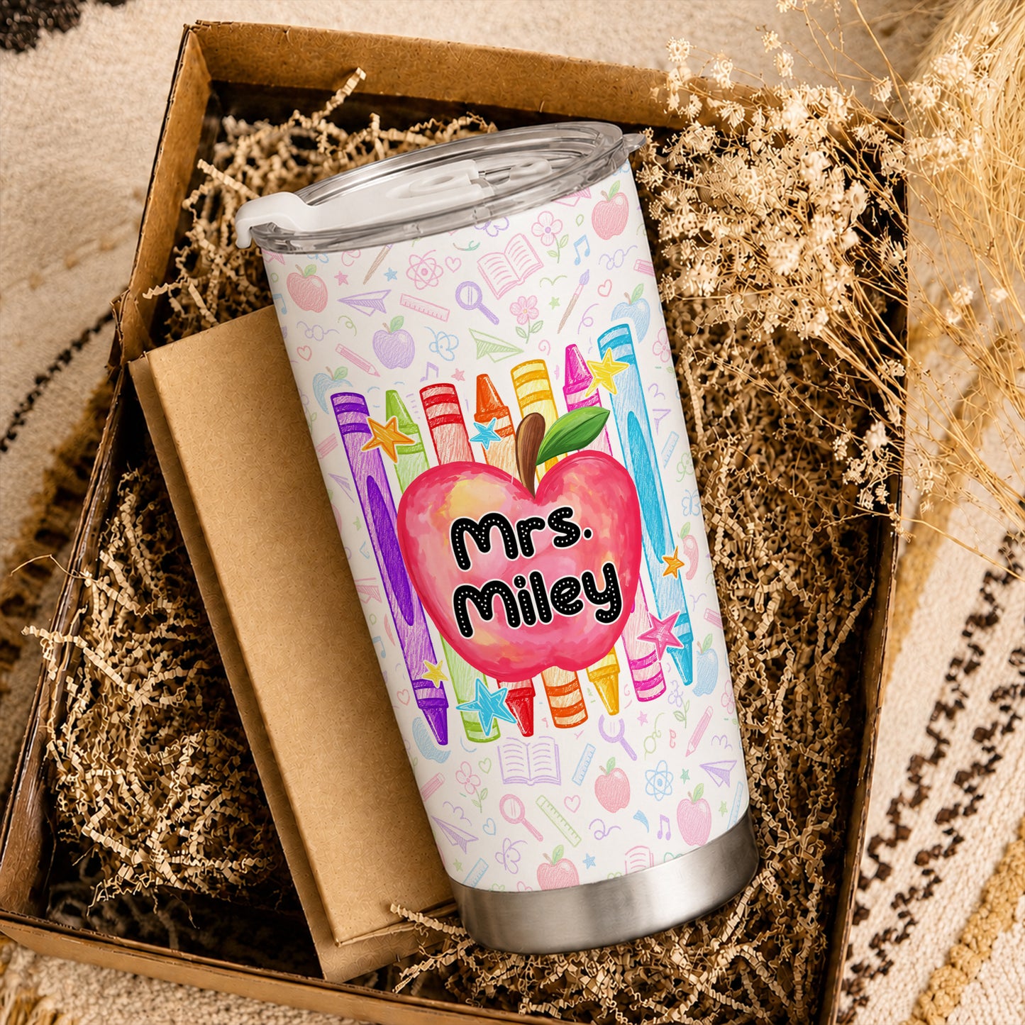 Teacher Daily Affirmations Tumbler with Handle - Personalized Teacher To Go Cup - Motivational Gift for Teachers