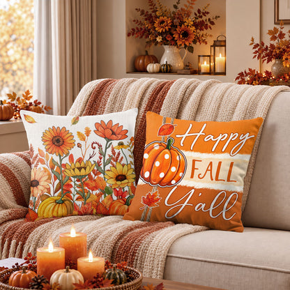 Thanksgiving Fall Decorative Pillow Set of 2 or 4, Harvest Throw Pillows for Home Decor, Gifts for Family