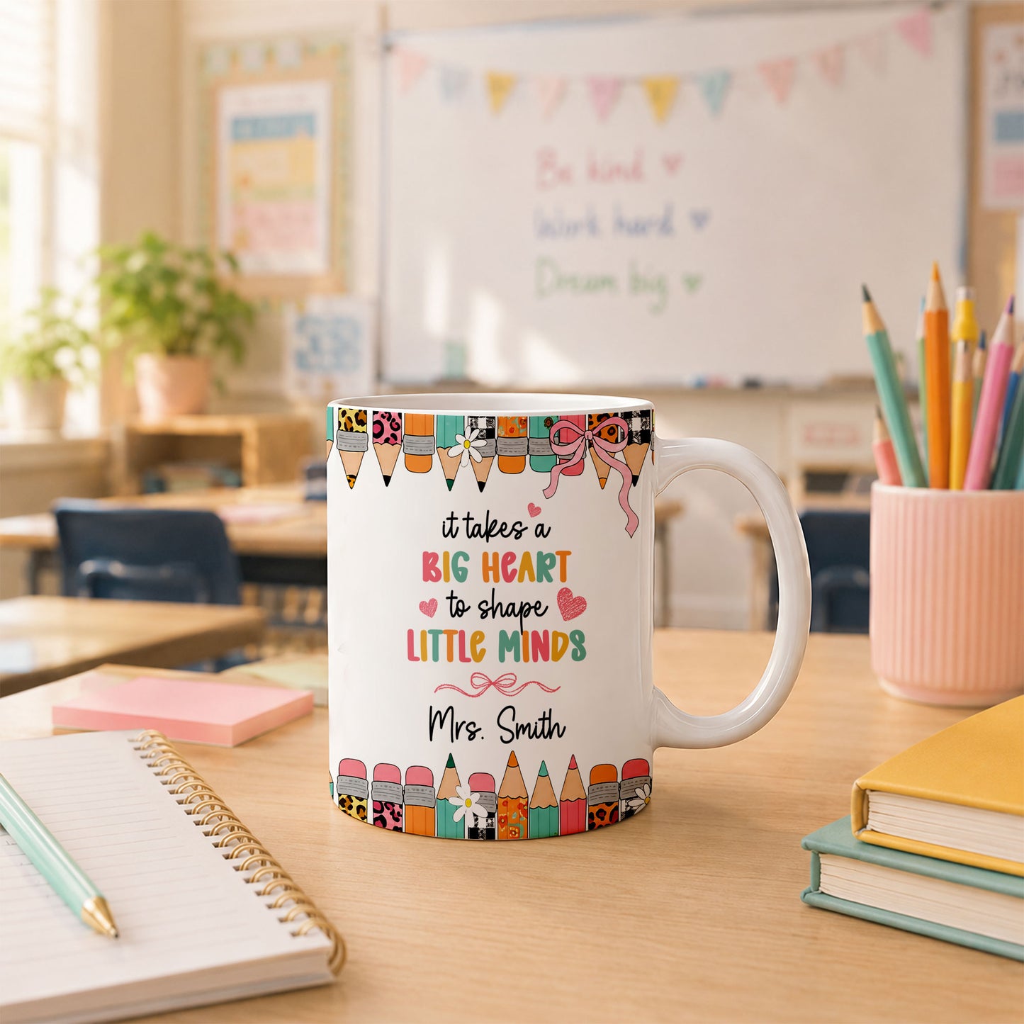 Back to School Personalized Teacher Mug, Custom Name Coffee Mug, Teacher Appreciation Gift for Preschool, Kindergarten & Elementary Teachers