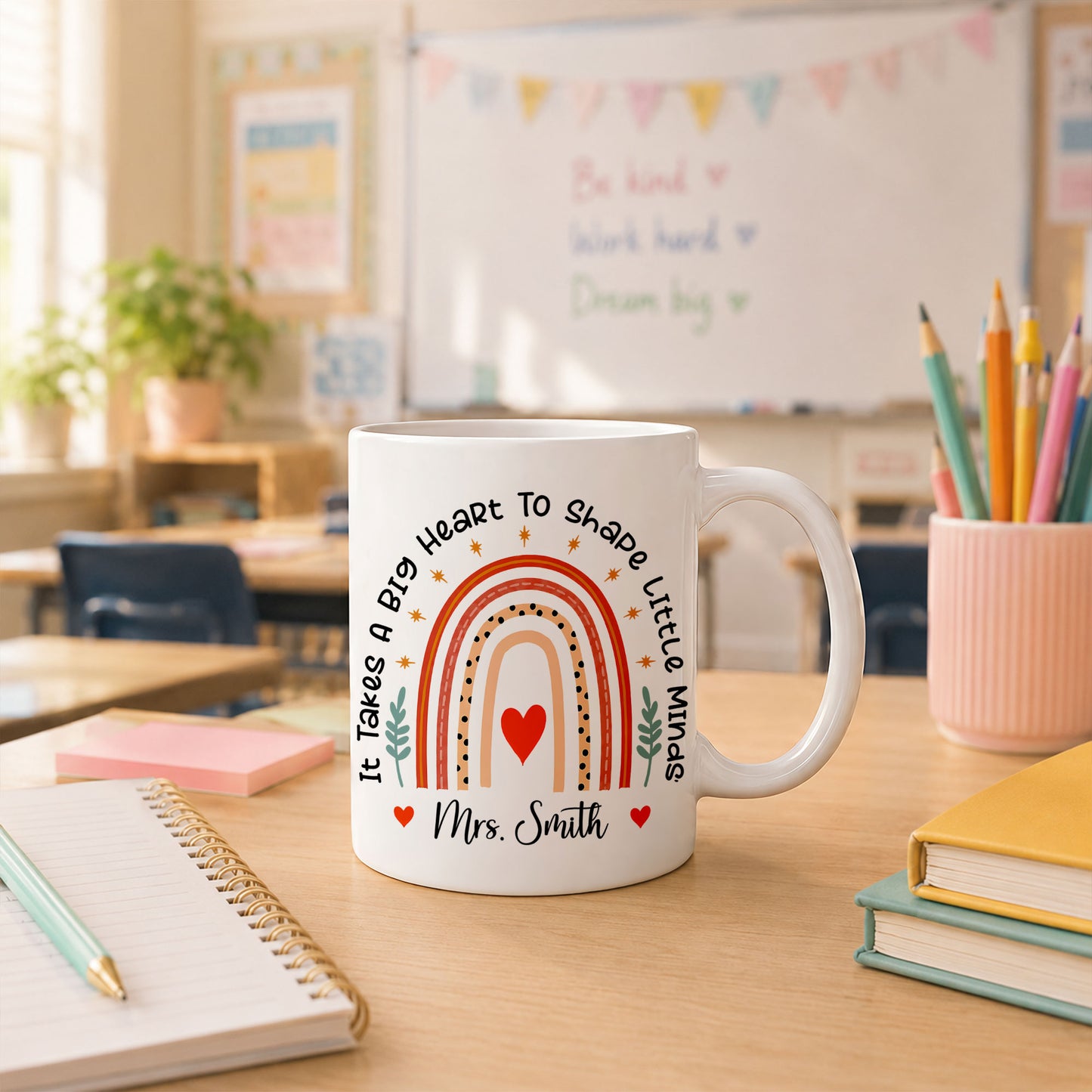 Back to School Personalized Teacher Mug, Custom Name Coffee Mug, Teacher Appreciation Gift for Preschool, Kindergarten & Elementary Teachers